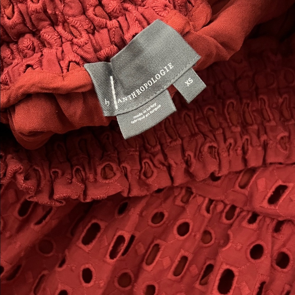 Anthropologie Red Eyelet Maxi Skirt - Picture 5 of 6
